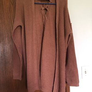 Ribbon back dusty rose cardigan